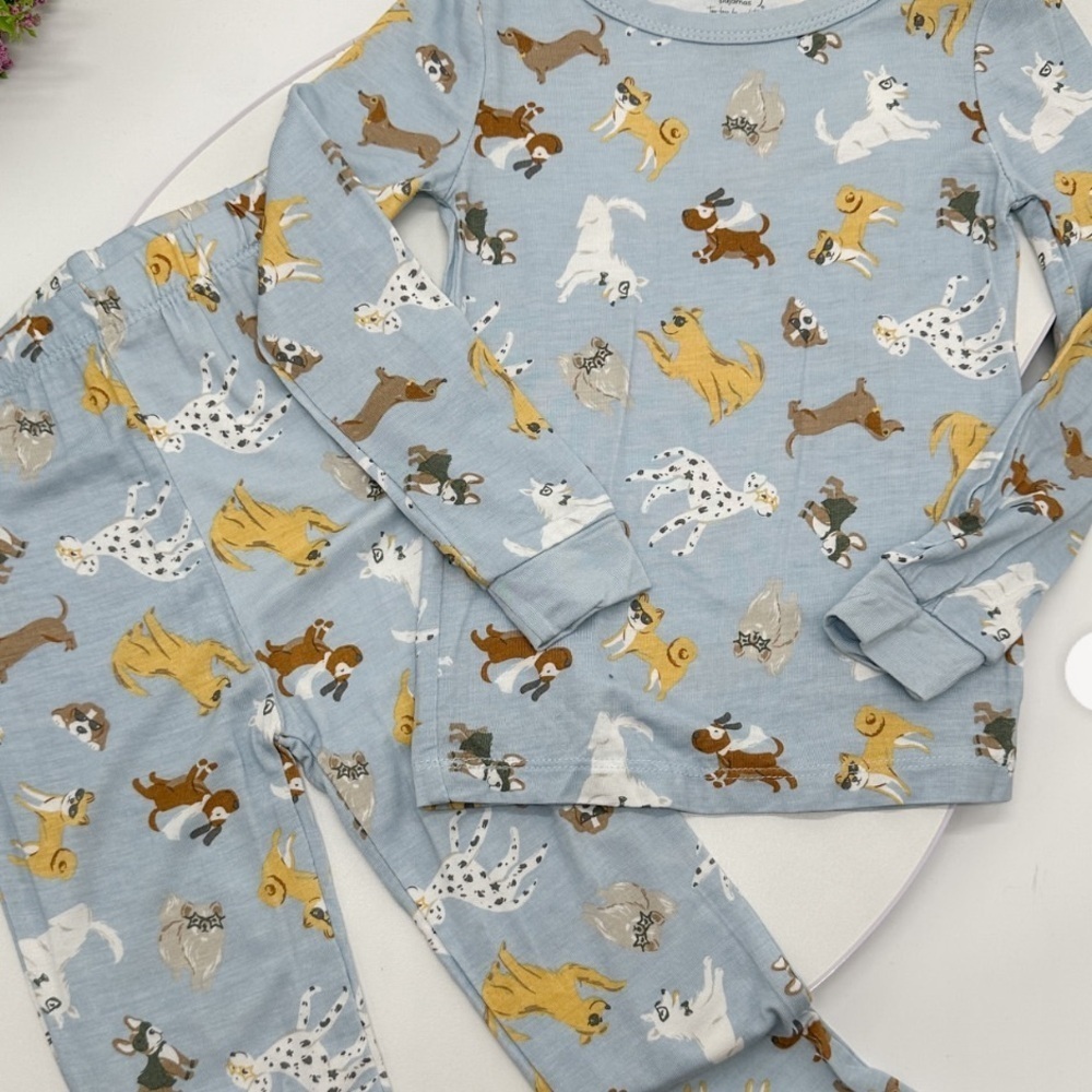Milk berry puppy print Kids Pajamas with Dog Print - Blue 18 M - Picture 1 of 5
